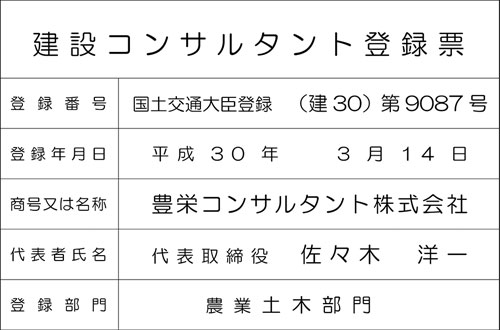 建設コンサルタント登録票